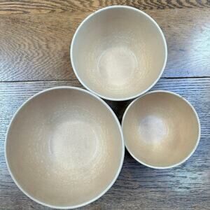 Vintage Ellingers Set of 3 Nesting Mixing Bowls Agatized Wood Sheboygan #20-22